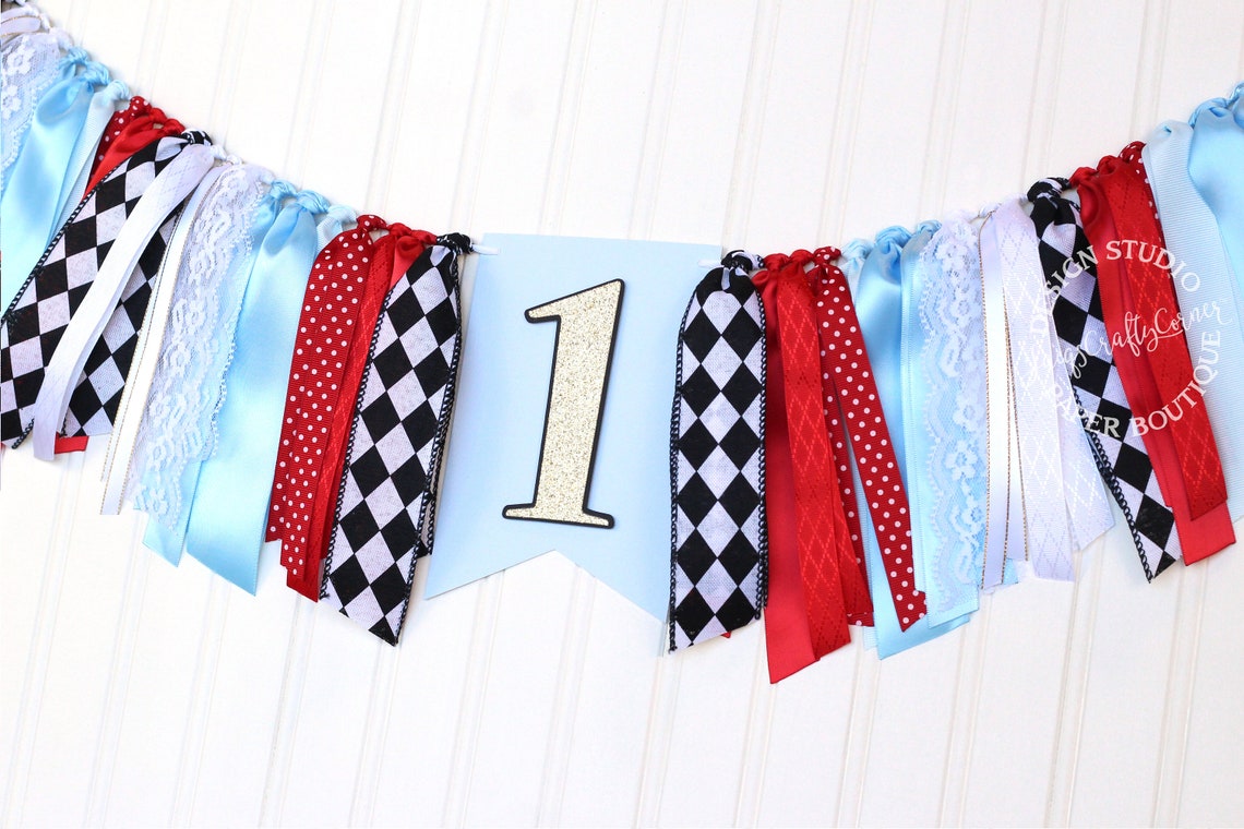 Alice in Wonderland Inspired 1st Birthday High Chair Banner