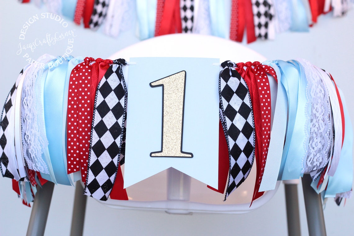 Alice in Wonderland Inspired 1st Birthday High Chair Banner