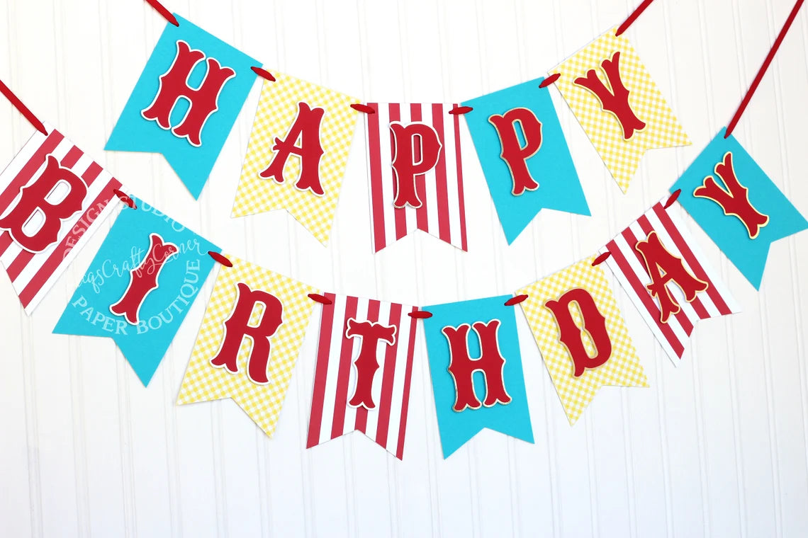 Circus Carnival Happy Birthday Banner