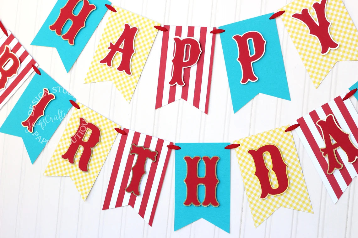 Circus Carnival Happy Birthday Banner