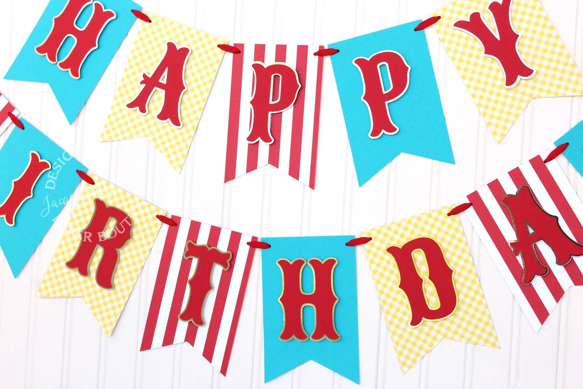 Circus Carnival Happy Birthday Banner