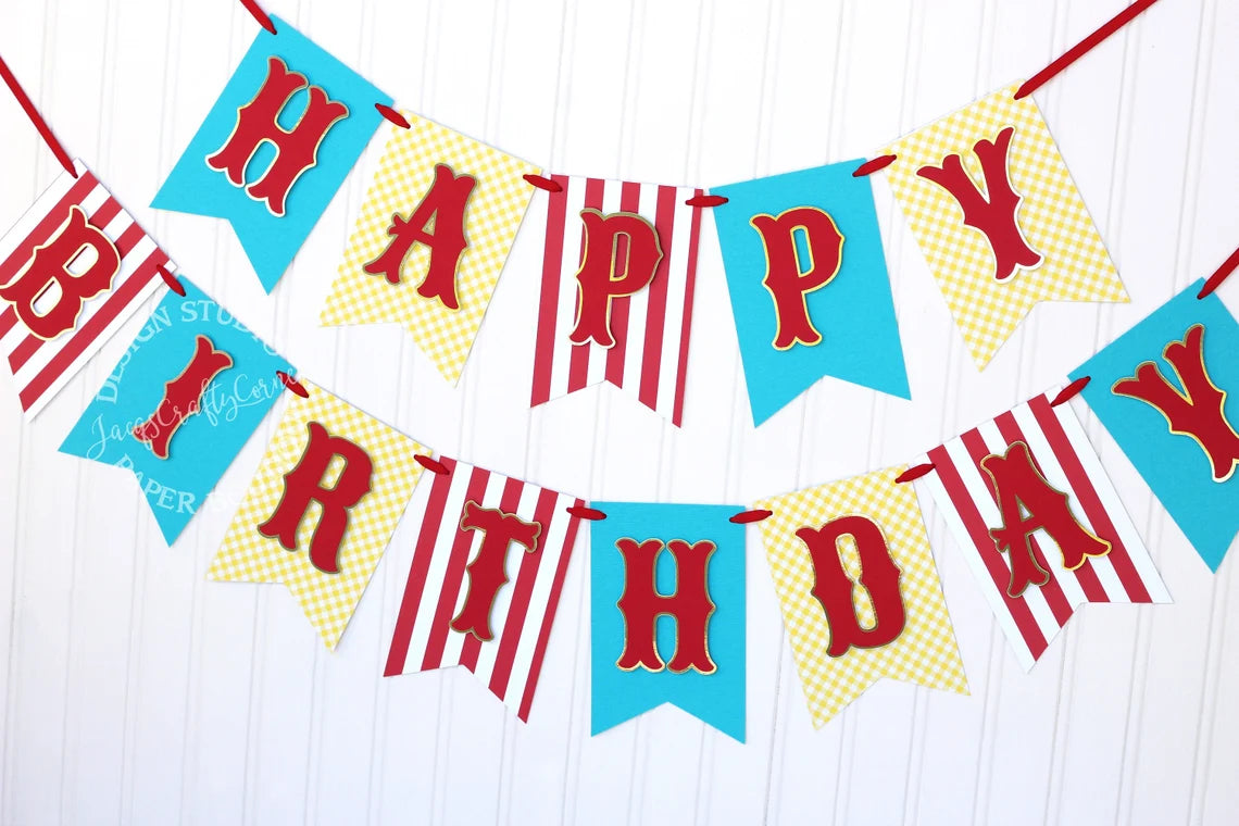 Circus Carnival Happy Birthday Banner