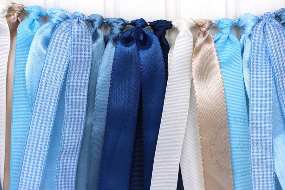 Ribbon Garland (Navy, Cobalt, Light Blue)