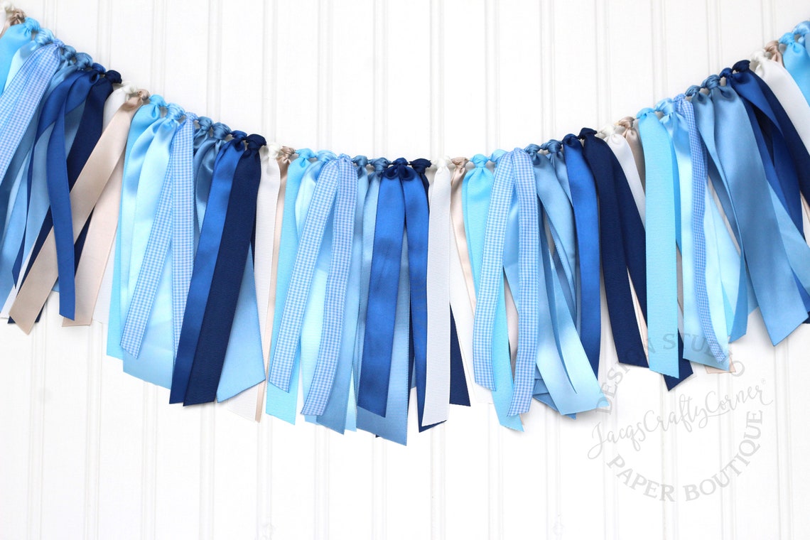 Ribbon Garland (Navy, Cobalt, Light Blue)