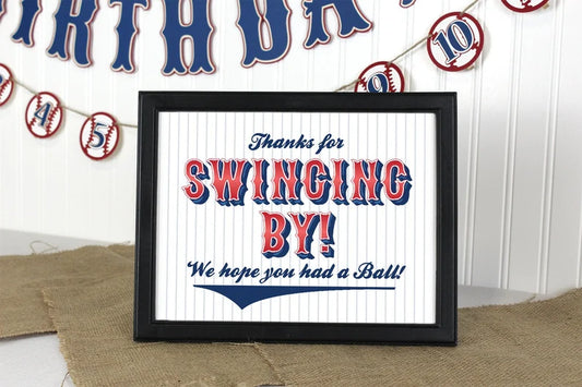 Baseball Inspired 'Thanks for 'SWINGING BY!' sign