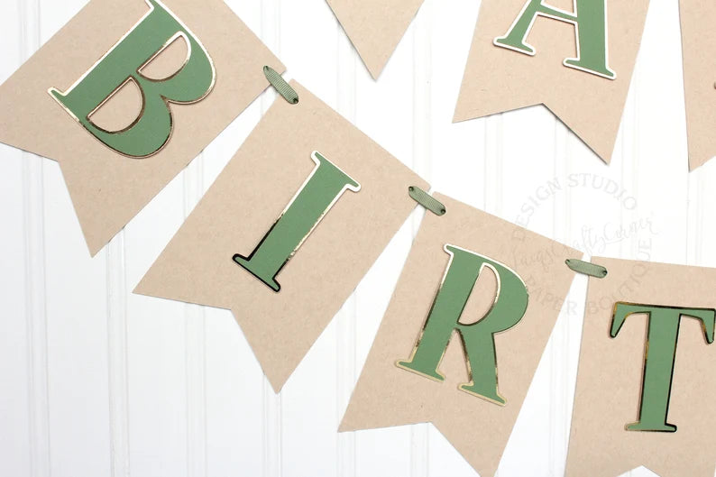 Woodland Inspired Happy Birthday Banner