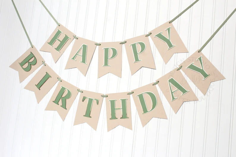 Woodland Inspired Happy Birthday Banner