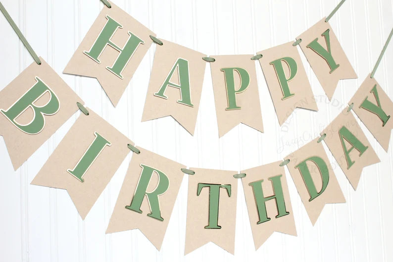 Woodland Inspired Happy Birthday Banner