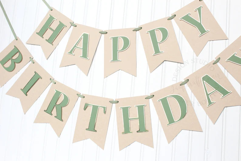 Woodland Inspired Happy Birthday Banner