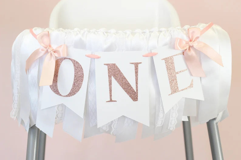 ONE Highchair Banner with Bows