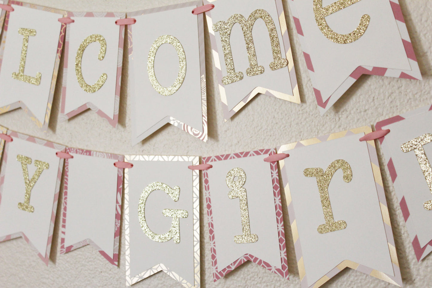 Pink and Gold Baby Shower Banner | Welcome Baby Girl 2.0