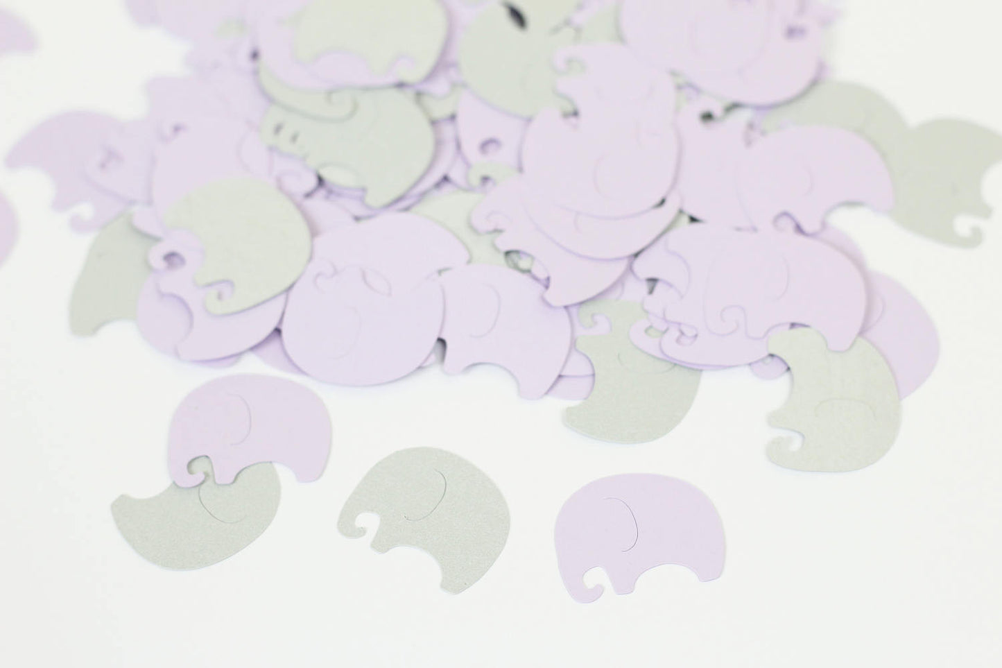 Baby Elephants Table Confetti - Light Purple and Gray